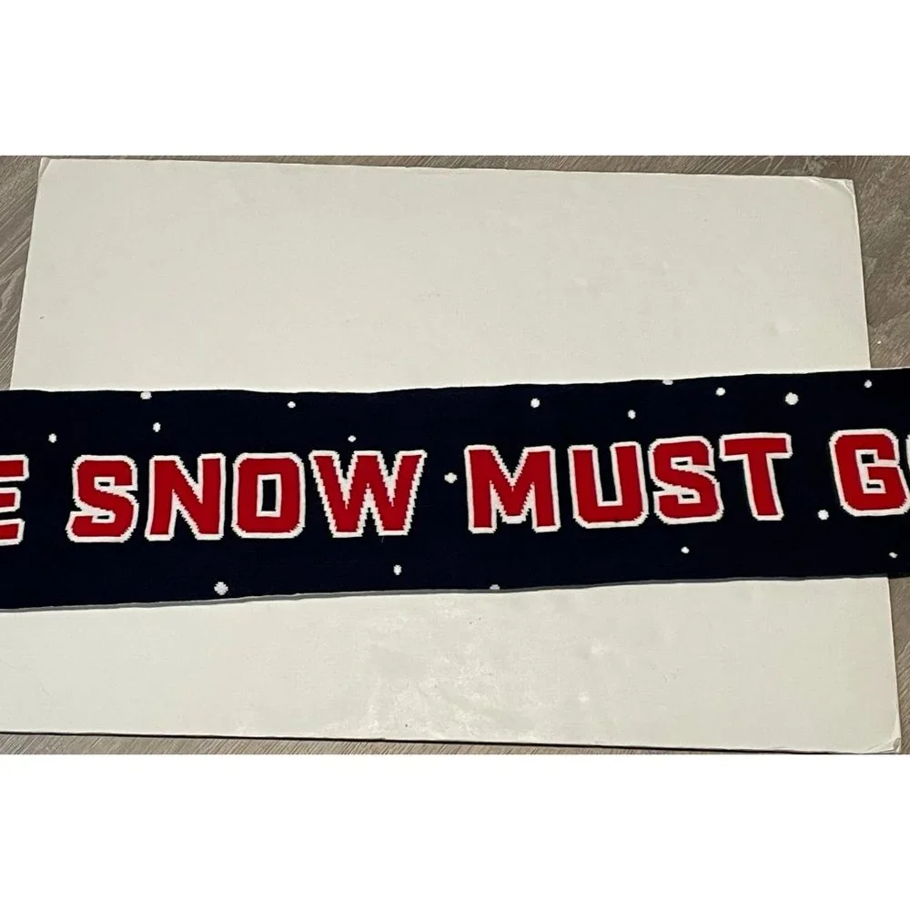 The Snow Must Go On scarf Ski Die Hard Custom scarves made USA red white blue